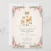 Baby Girl Duwer Little Deer Antler Rose Blumenstra Einladung (Vorderseite)