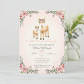 Baby Girl Duwer Little Deer Antler Rose Blumenstra Einladung (Stehend Vorderseite)