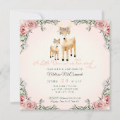 Baby Girl Duwer Little Deer Antler Rose Square Einladung (Vorderseite)