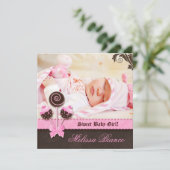 Baby Girl Einladung Ankündigung Cake Pops Pink (Stehend Vorderseite)