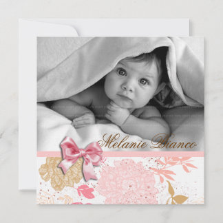 Baby Girl Einladung Ankündigung Pink White Bow