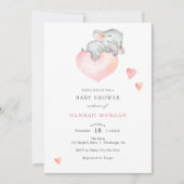 Baby Girl Elephant Baby Dusche Einladung (Vorderseite)