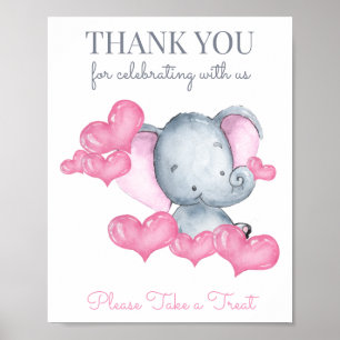 Baby Girl Elephant Baby Dusche Gefallen Tafelschil Poster