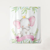 Baby Girl Elephant Babydusche Backbanner Wandteppich (Vorderseite)