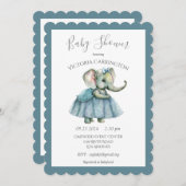 Baby Girl Elephant Dusche Einladung (Vorne/Hinten)