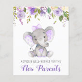 Baby Girl Elephant Dusche Neue Eltern Ratgeber Kar (Rückseite)