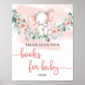 Baby Girl Elephant Eukalyptus Bücher für Baby Poster (Vorne)