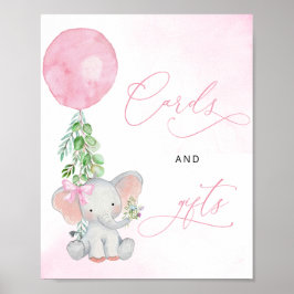 Baby Girl Elephant Eukalyptus Karten und Geschenkz Poster