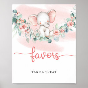 Baby Girl Elephant Eukalyptus-Kranz-Zeichen Poster