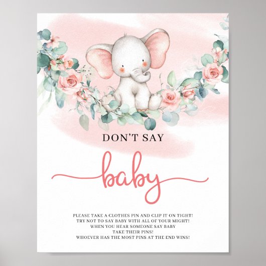 Baby Girl Elephant Eukalyptus sagt nicht, Babyspie Poster (Vorne)