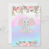 Baby Girl Elephant, florale Holographic Baby Showe Einladung (Rückseite)