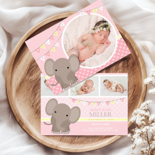 Baby Girl Elephant Foto Geburtsankündigung Ankündigung