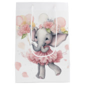 Baby Girl Elephant Geschenktasche Mittlere Geschenktüte (Rückseite)
