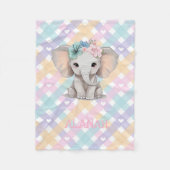 Baby Girl Elephant Gingham Fleece Blanket Kinderzi (Vorderseite)