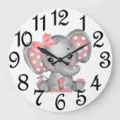 Baby Girl Elephant Große Wanduhr (Vorderseite)