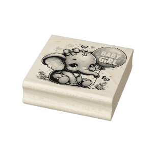 Baby Girl Elephant Gummistempel
