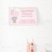 Baby Girl Elephant Hot Air Ballon Babydusche Banner (InSitu)