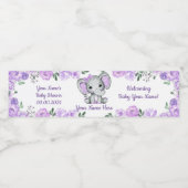 Baby Girl Elephant Lila Water Label Floral Wasserflaschenetikett (Einzelnes Label)