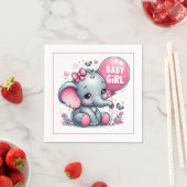 Baby Girl Elephant mit Ballon, Blume Serviette (Beispiel)