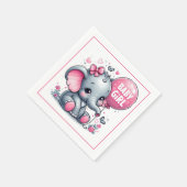 Baby Girl Elephant mit Ballon, Blume Serviette (Ecke)