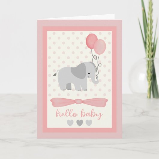 Baby Girl Elephant mit Balloons Karte (Vorderseite)
