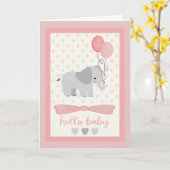 Baby Girl Elephant mit Balloons Karte (Gelbe Blume)