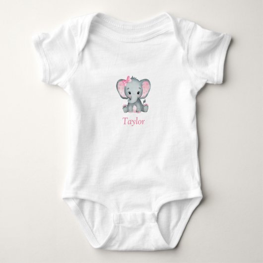 Baby Girl Elephant One-Piece T - Shirt (Vorderseite)