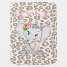 Baby Girl Elephant Personalisiert Baby Blanket