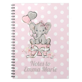 Baby Girl Elephant Pink Silver Notes to Notizblock