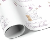 Baby Girl Elephant und Niedlich Balloon Wassercolo Geschenkpapier (Rolleneckpunkt)