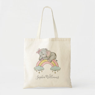 Baby Girl Elephant Watercolor Pink Customize Tragetasche
