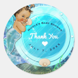 Baby Girl Enchanted Mermaid Baby Shower Party Runder Aufkleber