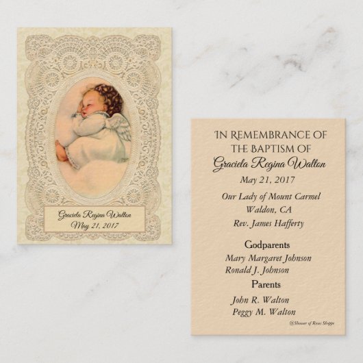 Baby Girl Engel Taufe Erinnerung Heilige Karte (Vorne/Hinten)