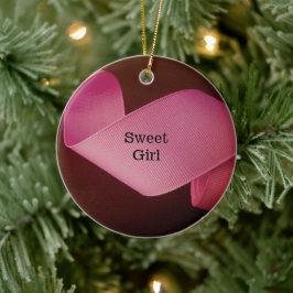 Baby Girl erste Weihnachts rosa Band wirbeln Keramik Ornament
