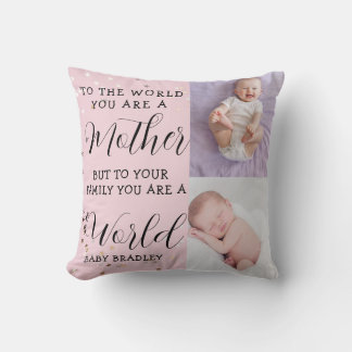 Baby Girl Erstes Jahr Foto Collage Keepake pink Kissen
