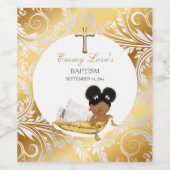 Baby Girl Ethnic Christening Taufe Gold Silver Weinetikett (Einzelnes Label)