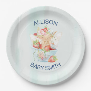 Baby Girl Fairy in Pink Baby Shower Pappteller