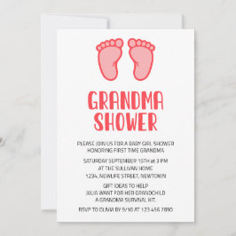 Baby Girl Feet erste Grandma Baby Dusche Einladung