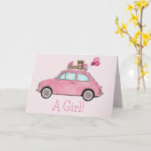 Baby Girl Fiat 500 Glückwünsche Karte (Gelbe Blume)