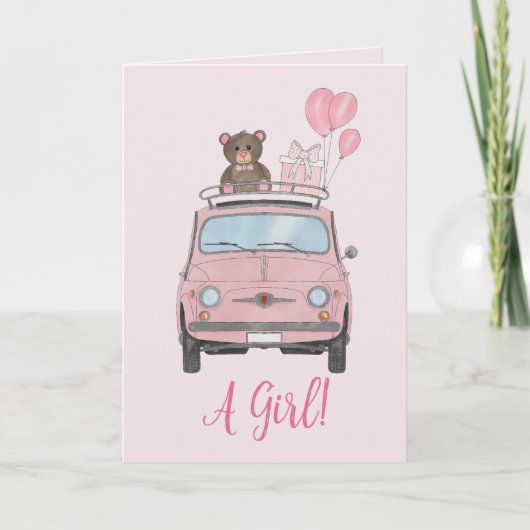 Baby Girl Fiat 500 Glückwünsche Karte (Vorderseite)