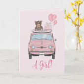 Baby Girl Fiat 500 Glückwünsche Karte (Gelbe Blume)