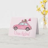 Baby Girl Fiat 500 Italienische Glückwünsche Karte (Gelbe Blume)