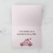 Baby Girl Fiat 500 Spanische Glückwünsche Karte (Innenseite)