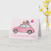 Baby Girl Fiat 500 Spanische Glückwünsche Karte (Gelbe Blume)