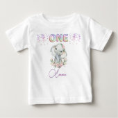 Baby Girl First Birthday Name Elephant Niedlich On Baby T-shirt (Vorderseite)