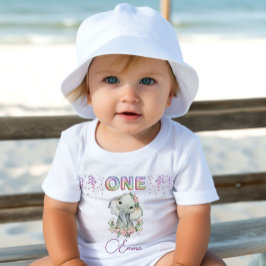 Baby Girl First Birthday Name Elephant Niedlich On Baby T-shirt