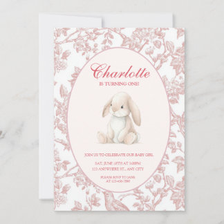 Baby Girl First Birthday Party Invitation Einladung