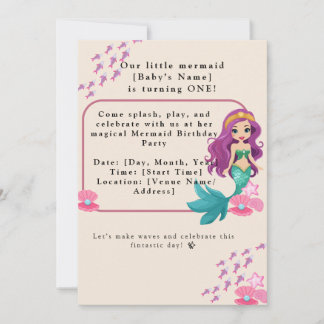Baby Girl First Birthday Party Mermaid Einladung