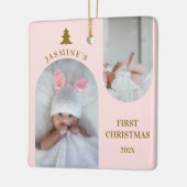 Baby Girl First Christmas Arch Foto Rosa Keramikornament (Links)