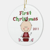 Baby Girl First Christmas Dated Ornament (Links)